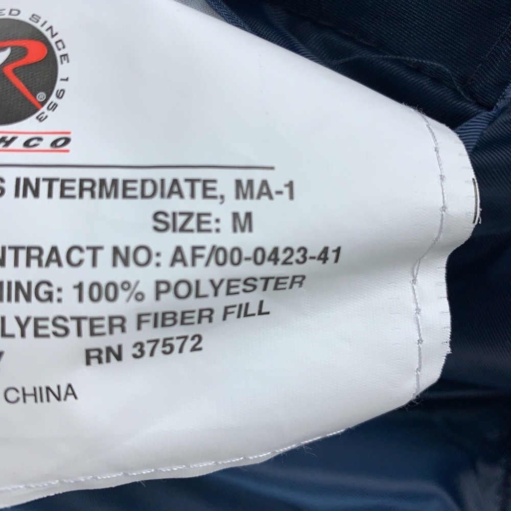 Rothco MA-1 Flight Jacket Mens Medium Ultra Force Blue Flag - Picture 4 of 13